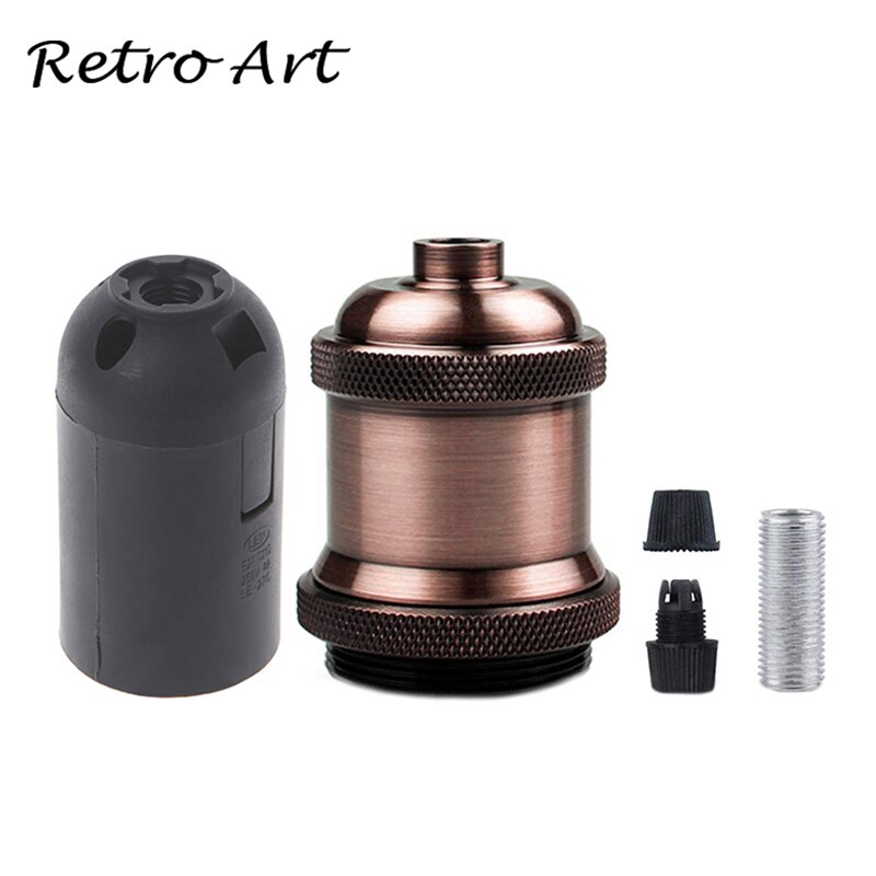 E26/E27 Screw Light Bulb Socket Edison Retro Pendant Lamp Holder: Red Bronze / e27