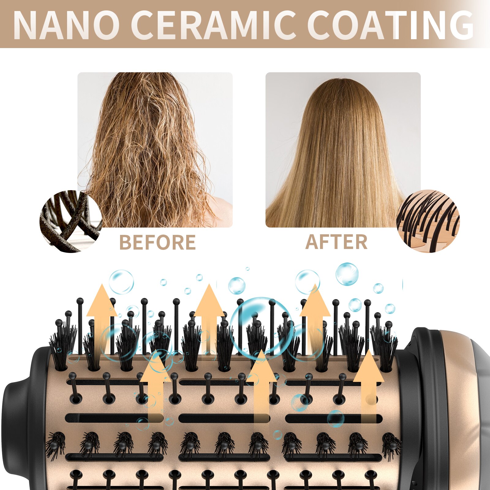 1000W Hair Dryer Brush Air Comb Blow Dryer Hair Styler Volumizer Hair Curler Straightener 4 In 1 Brush Hairdryer Hairbrush