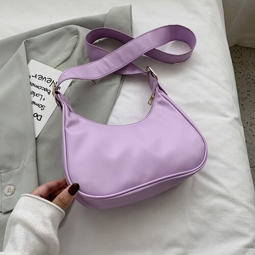 Retro PU Leder Frauen Hobos Kleine Schulter Damen Unterarm Tasche Messenger Taschen Weiblichen Umhängetasche Tote Geldbörse Handtaschen: LILA