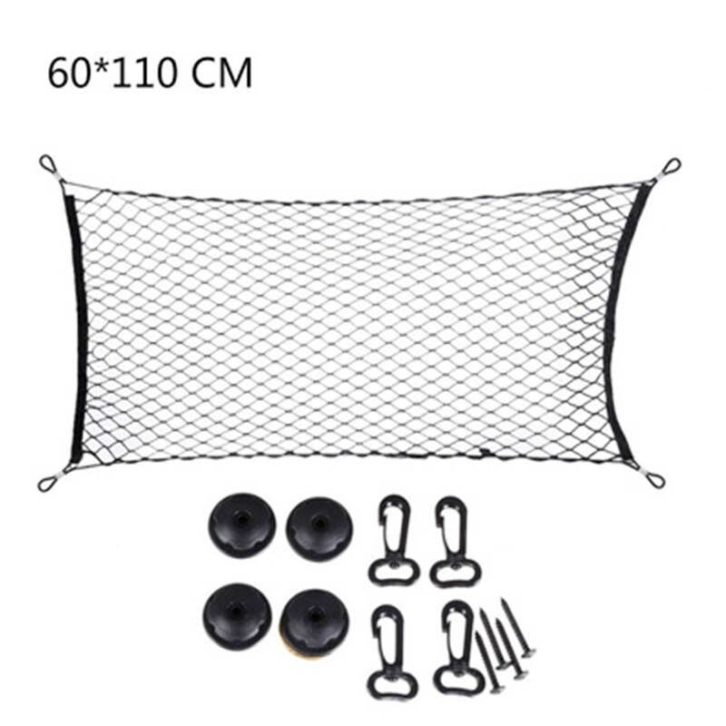 Universal Car Trunk Net Car Rear Storage Cargo Elastic Flat Net Vertical Net with 4 Pcs Hooks Organize Net Auto Accessories: Flat Net 60X110CM