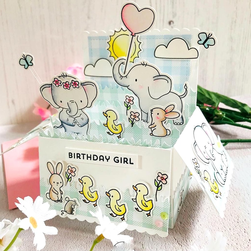 AHcraft Olifant Vrienden Stempel en Metalen Stansmessen voor Fotoalbum Decoratieve Embossing Silicone Clear Stamps winter