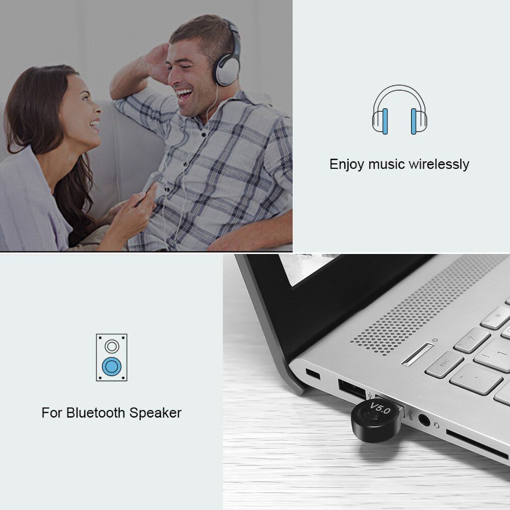 Kebidumei – adaptateur Bluetooth 5.0 Dongle USB sans fil pour ordinateur PC, transmetteur récepteur de musique