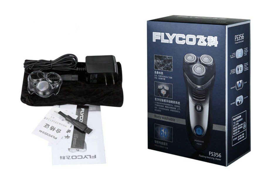 Flyco  fs356 oplaadbare scheermesjes, 3d zwevende mesjes, 110v scheermesjes, slim scheermes, waterdicht met uitklapbare trimmer