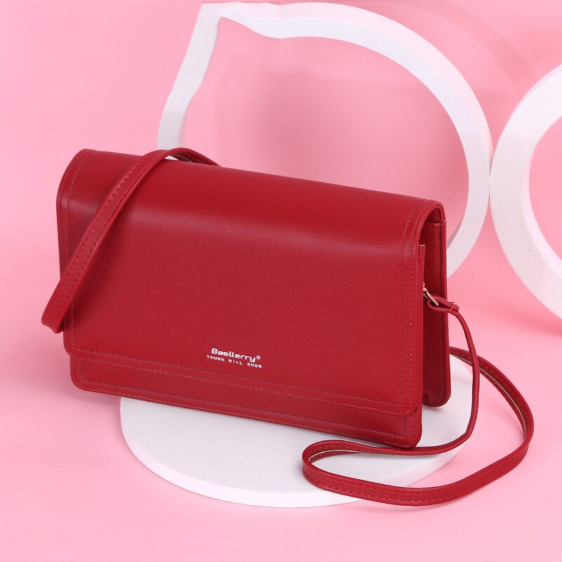 Damen-umhängetasche in unifarbe mit großem fassungsvermöGen, weiches leder, multifunktionale crossbody-geldbörse