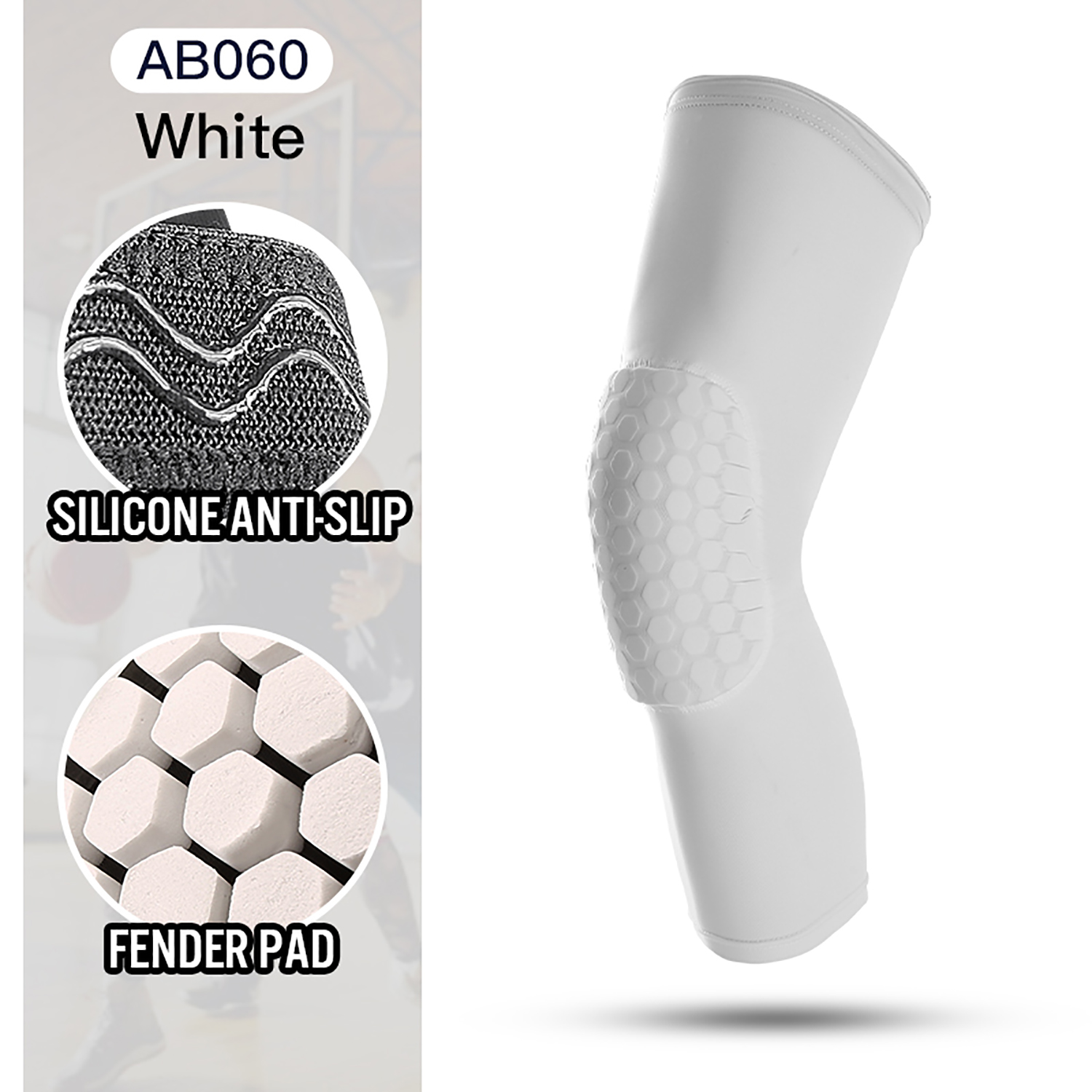 Tuki polvituki hunajakennovaahto polvisuojat koripallo lentopallo tuki kompressiojalkatuki tuki urheilu polvisuoja kuntoilu: Xl / Valkoinen