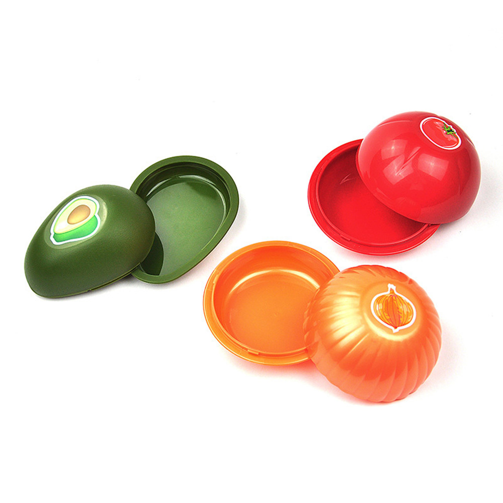 Recipiente de cocina para verduras, Mini latas, contenedores portátiles para almacenamiento de vegetales, cebolla, aguacate, caja de mantenimiento fresco en forma de tomate