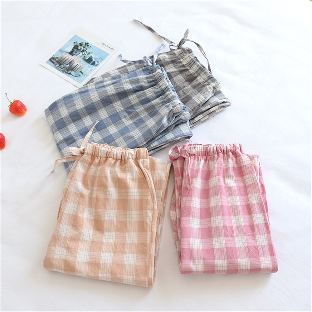 Mannen Katoen Plaid Pyjamabroek Voor Adluts Thuis Katoen Losse Dames Pyjama Broek Koppels Sleep Bottoms Lounge Homewear