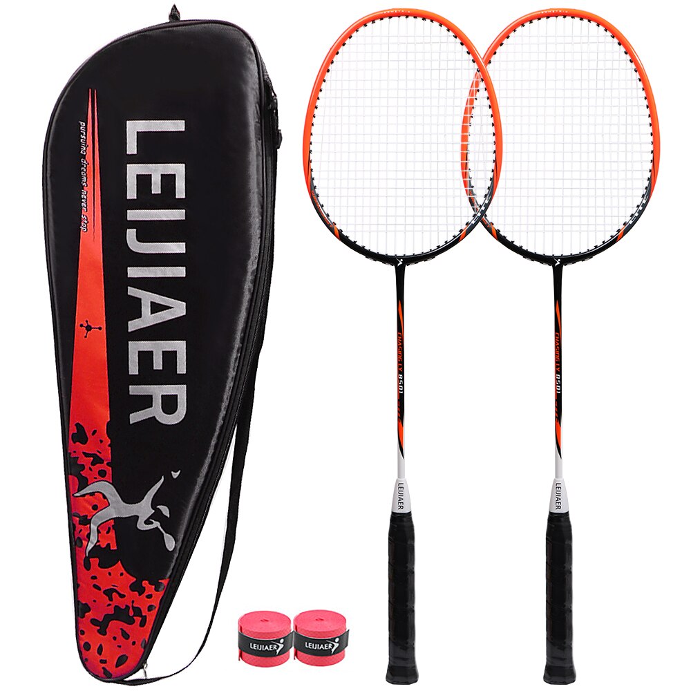 1 Paar Geïntegreerde Badminton Racket Professionele Carbon Composiet Badminton Racket Hoogwaardige Badminton Racket Met Bandjes Tas: Orange and black