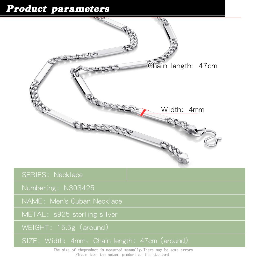 Occident-collar de plata de ley 925 para hombre, joyería de plata sólida, cadena de plata Popular, 47cm, de cumpleaños para novio