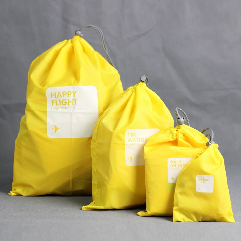 RUPUTIN 4 unids/set, bolsa de viaje con cordón para almacenamiento en seco, bolsa para lavandería, bolsa de maquillaje para cosméticos, ropa interior, organizador, accesorios de viaje: Yellow