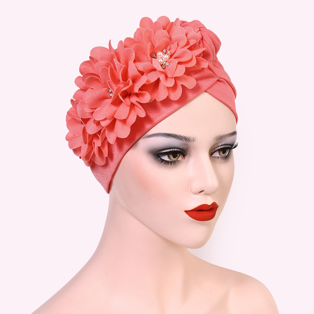 Turbante africano de flores y plumas para Mujer, gorro de , pañuelo musulmán para la cabeza, gorros para de boda, Turbante Autogele para Mujer
