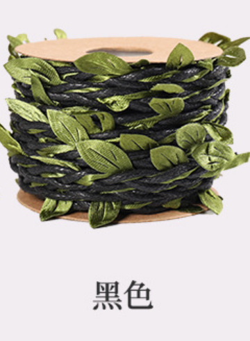 5 meter naturligt jutegarn säckvävsband med konstgjorda vinblad för bröllop, hem och trädgård: D