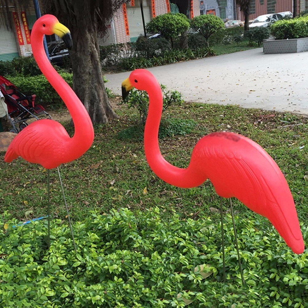 2Pcs Lifelike Artificial Red Flamingo Ornament Home Garden Lawn Decoration Christmas Party Balcony Decoration