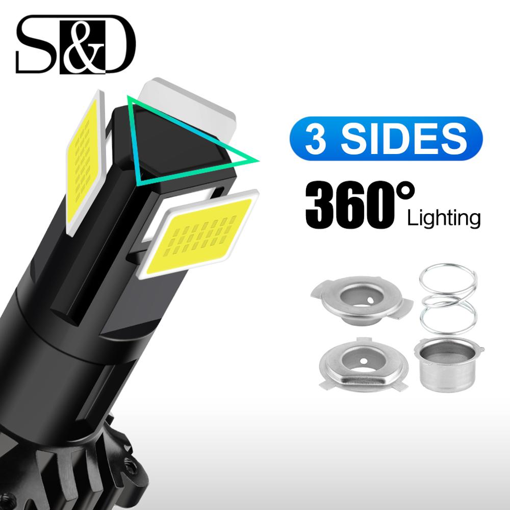 3 zijden  ba20d h6 led  p15d h6m hs1 moto  h4 led motorfiets koplamp lampen cob chips motorfiets hi/lo ver licht moto koplamp fiets