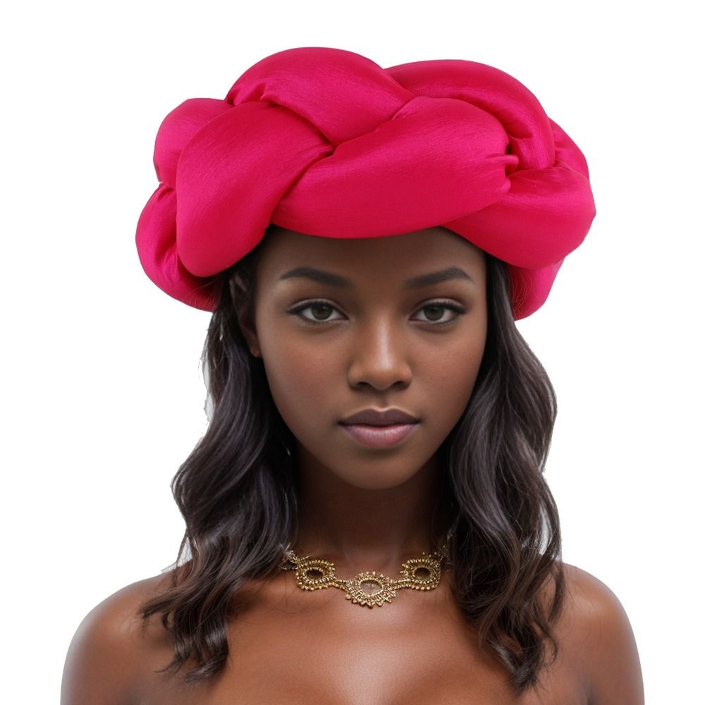 Exagerado Grande Trança Cabeça Banda para As Mulheres, Raw Silk Turbante Cap, Nigéria Wedding Party Headpiece, Headband Feminino, Novo: Verde