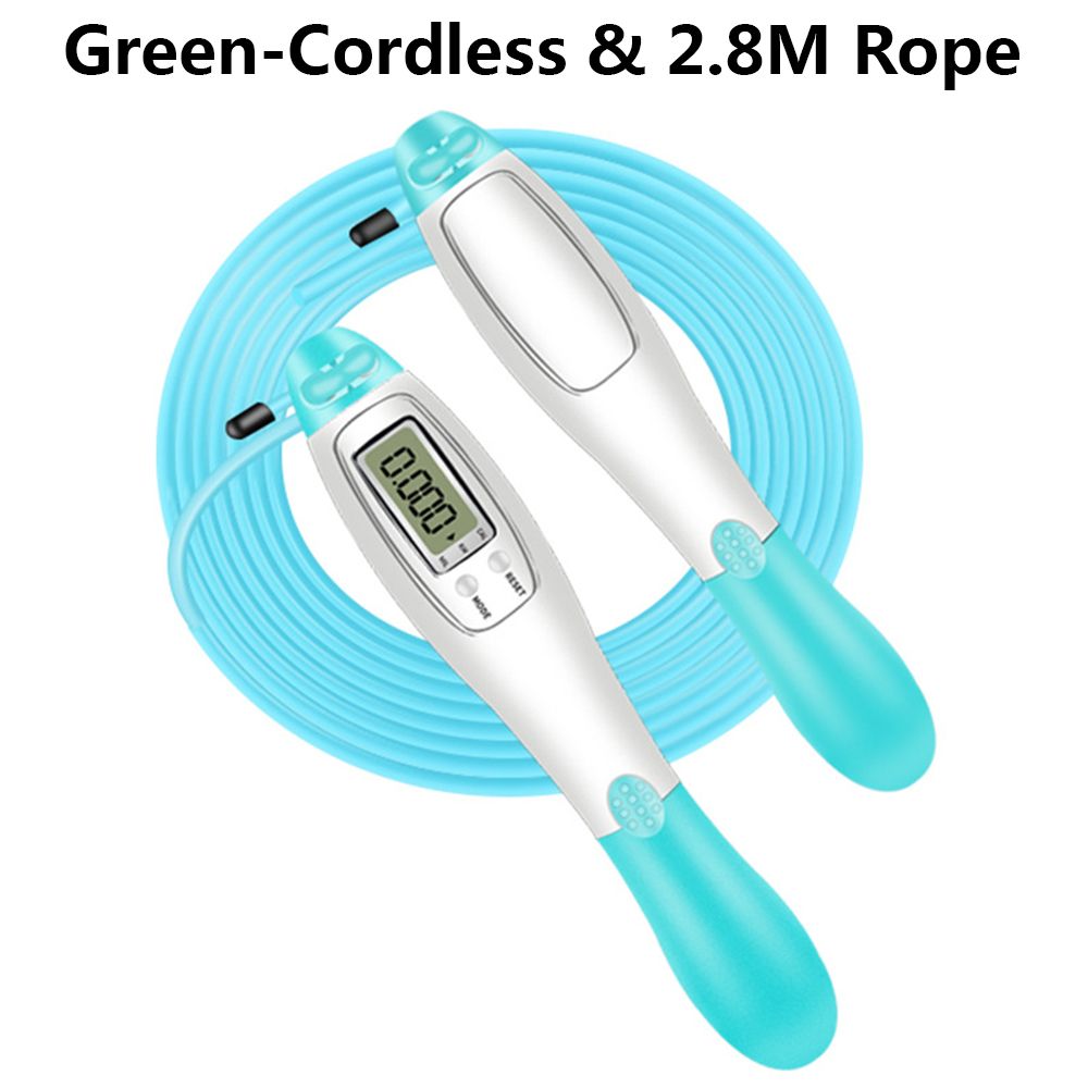 Cordless Electronic Skipping Rope Gym Fitness Cordless Skipping Smart Jump Rope with LCD Screen Counting Speed Skipping Counter: green-Cordless Rope