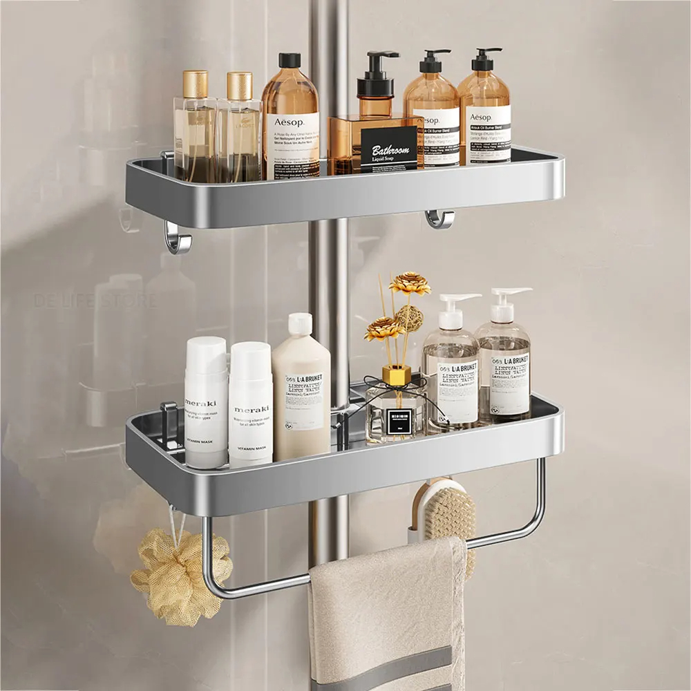 Aluminium Doucheplank Douche Organizer Badkamerplank Zonder Boren Zeep Shampoo Houder Douchebak Badkameraccessoires