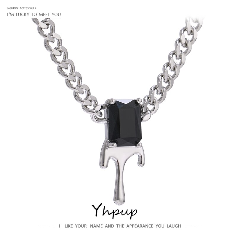Yhpup moda geometrica CZ ciondolo collana squisita Cubic Zirconia collare in metallo collana donne gioielli бижутерия для женщин