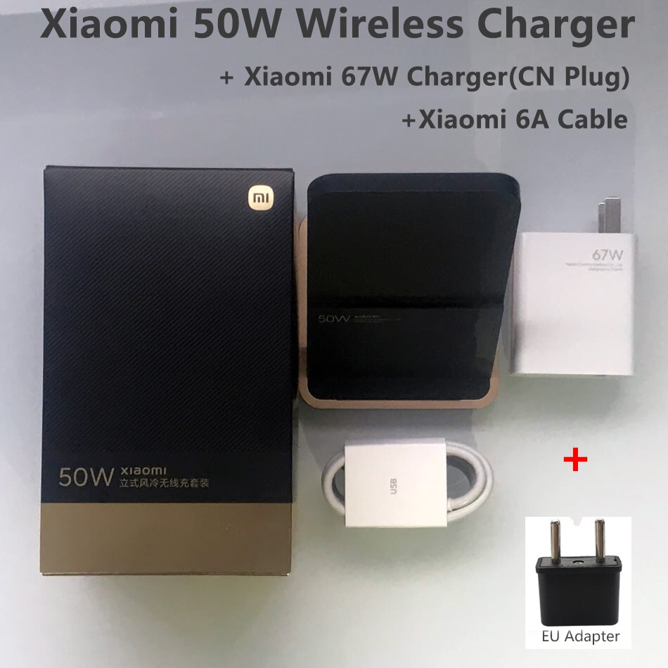 Original Xiaomi Vertical Air-cooled Wireless Charger 30W Max with Flash Charging for Xiaomi Mi Smartphone: 55W n Charger Cable