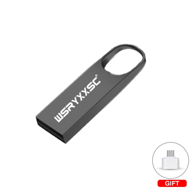 Wsryxxsc usb flash drive waterproof flash drive 64gb 32gb 16gb 8gb 4gb silver black and gold usb flash with free otg adapter: 64GB / Black