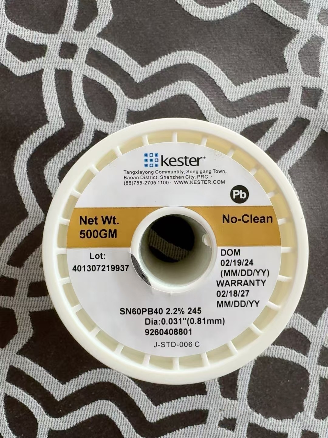 America Kester Sn60Pb40 solder wire Leaded solder Wire diameter 0.8mm Low Temperature No-Clean Solder Wire