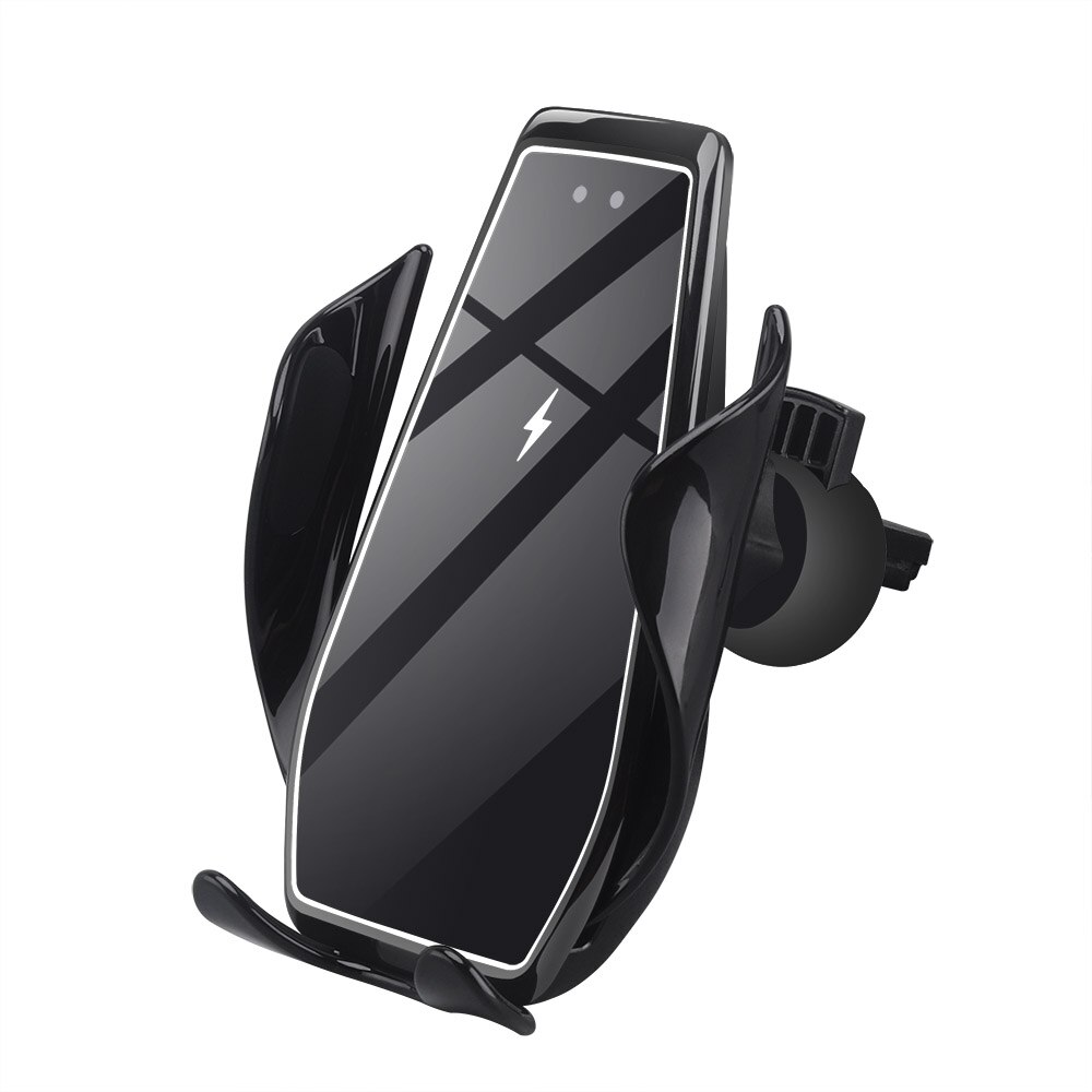 15W rápido Qi cargador inalámbrico de coche inducción infrarroja sujeción automática soporte de teléfono de coche para iPhone 11 XS XR X 8 Samsung S20 S10: Style A Black