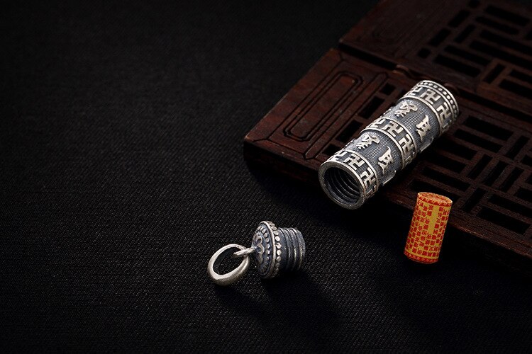 Uglyless Real 999 Fine Thai Silver Lovers Openable Gaudencio Box Pendants without Chains Engraved Buddhism Mantra Jewelry Unisex: Big Size