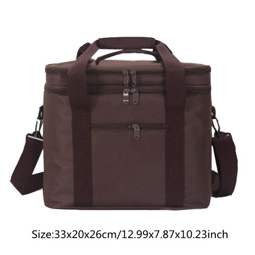 Big Capacity Cooler Bag Black Cold Thermal Picnic Lunch Tote Pouch Student Portable Milk Food Insulation Organizer Accessories: B Brown Cooler Bag