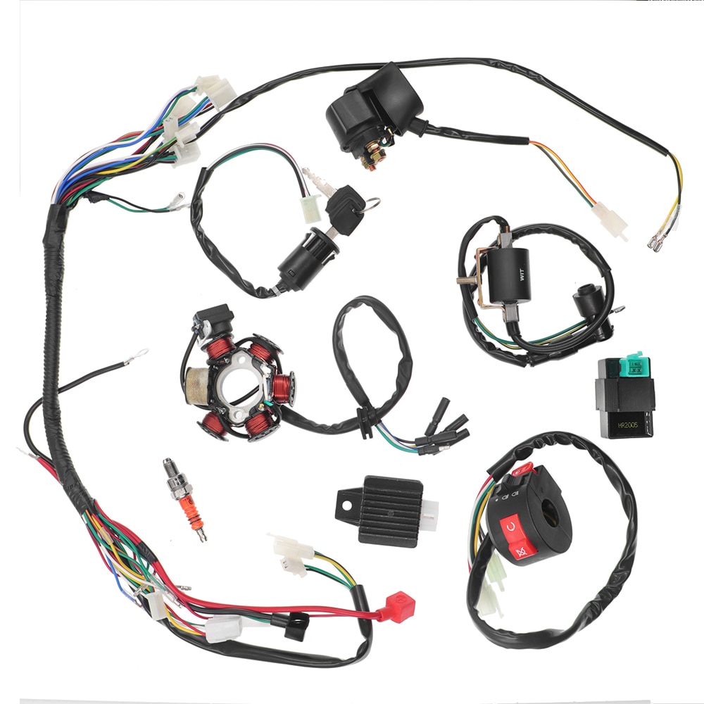 Start Electric Assembly Wiring for 50cc 70cc 90cc 110cc 125cc Motorcycle Dirt Bike ATV Quad Wire Harness