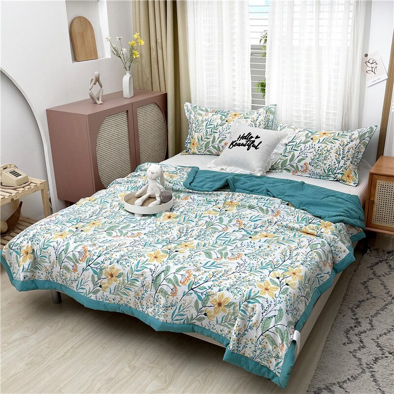 Frühling und Sommer Gewaschen Reine Baumwolle Quilt klimaanlage Dünne Bettdecke Gedruckt Haut-freundliche Sommer Quilt 200x230cm: Color 6