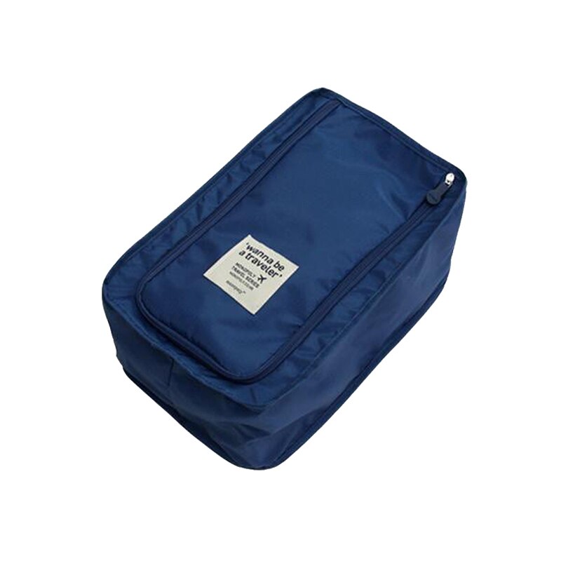 Travel Portable Waterproof Shoes Bag Organizer Storage Pouch Pocket Packing Cubes Handle Nylon Zipper Bag,Travel accessories: Navy blue