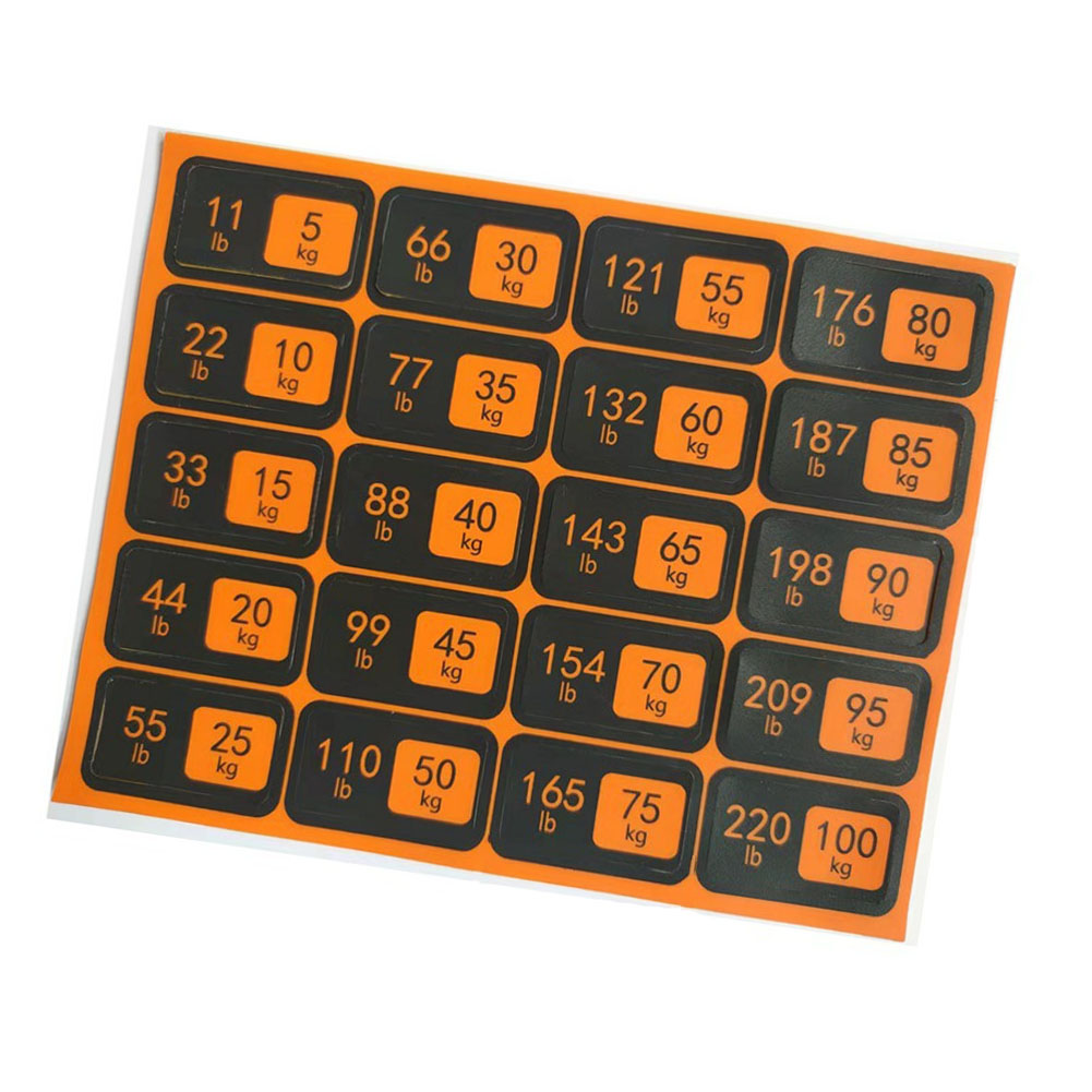 Etiquetas de pila de pesas para equipos de gimnasio, 5-100/150kg, 4,5-90kg, 6,83-100kg, pegatinas de placa de peso con agujeros para pasadores, piezas de máquinas de Fitness: Beige