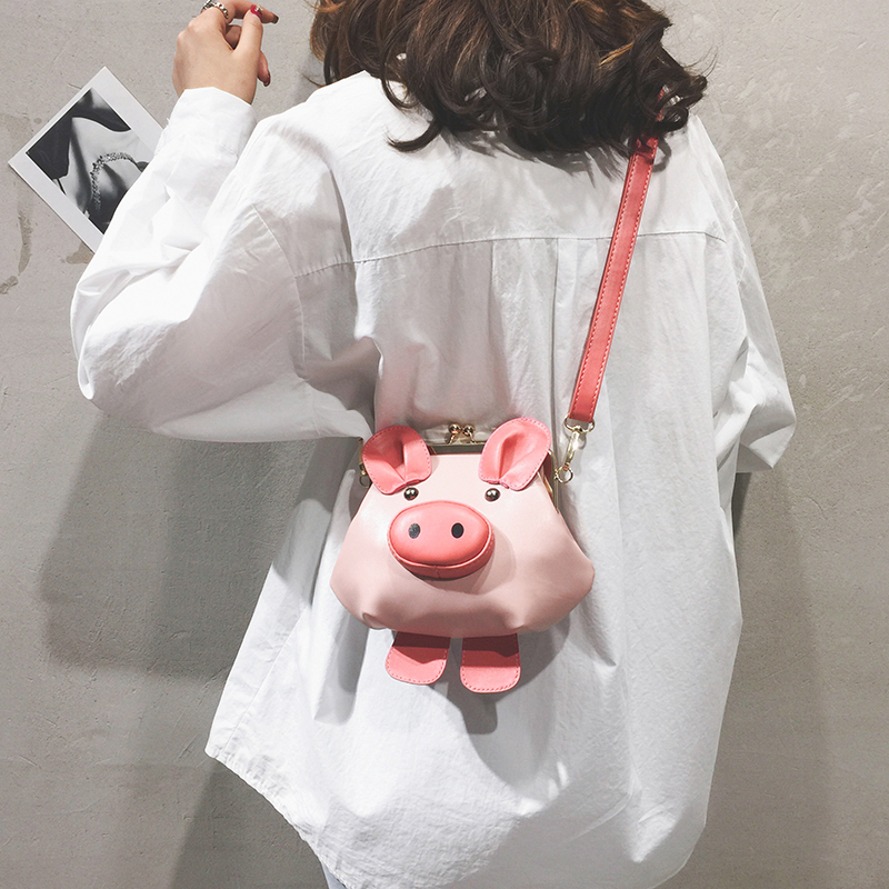 Zwart & Roze Schattige Varken Casual Pu Dames Schoudertas Tote Crossbody Mini Messenger Bag Bolsa Flap Handtas portemonnee