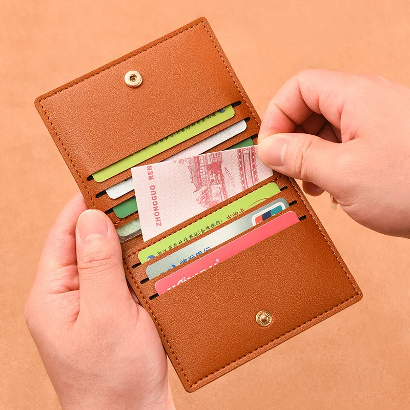 Ultradünne kleine Bankkarte mit mehreren Kartenfächern, Kartenhalter, Geldbörse für Damen und Herren, Kreditkartentasche, männlicher Kartenhalter, solide Lederbrieftasche