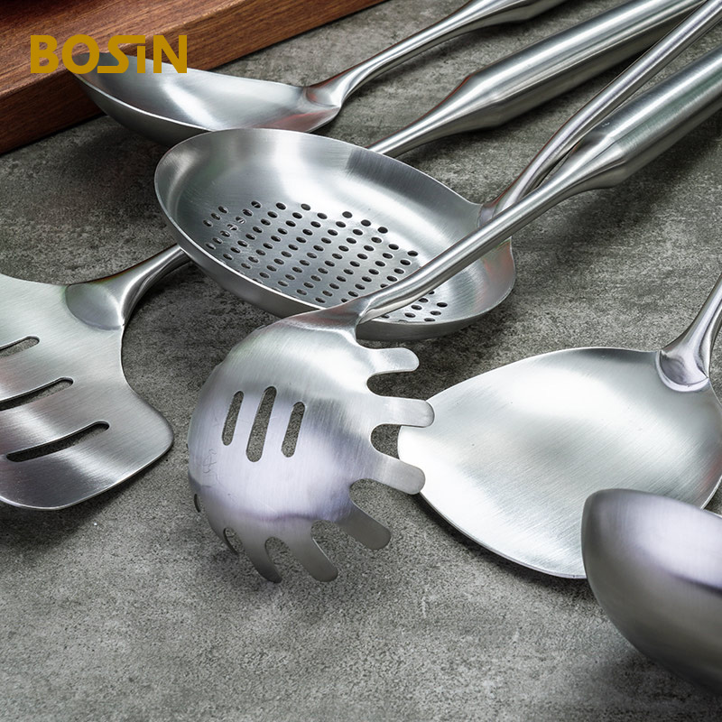 Stainless Steel Cooking Utensils 304 Tableware Spoon Turner Rice Colander Shovel Pasta Server Strainer Kitchen Tools Set