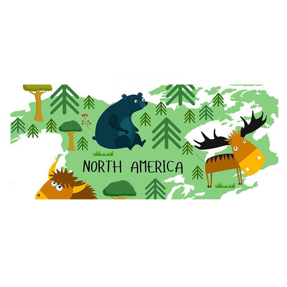 Cartoon Animals World Map Wall Stickers Removable Waterproof Wall Decals Wall Decor for Kids Room