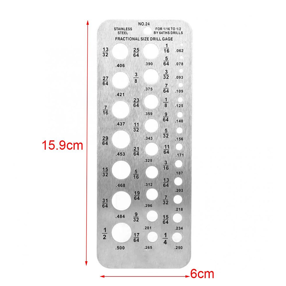 ZEAST Stainless Steel Drill Gauge 29 Sizes Index Bolt Wire Diameter Bit Hanging Hole Measuring Gauges Tools 15.9x6cm