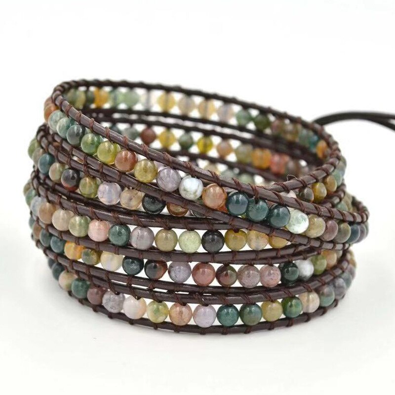Milangirl chakra pulseira jóias artesanal multi cor natural tubo de pedra contas envoltório pulseira casais pulseiras presentes