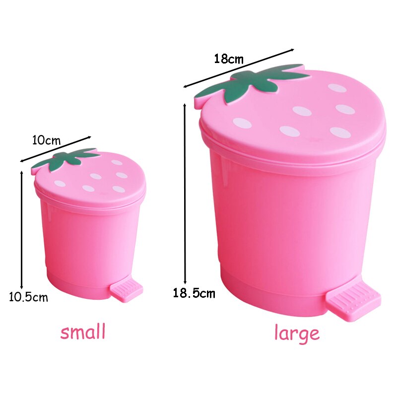 Mini Cute Desktop Trash Can With Lid Strawberry Trash Can For Desk Kitchen Trash Can Girls Kids Kids Room Decor