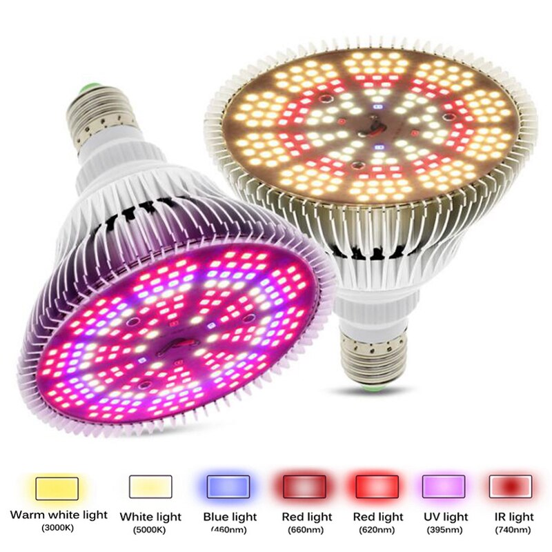 Bombilla LED E27 para cultivo de plantas, luces de espectro completo para vegetales de interior, 200
