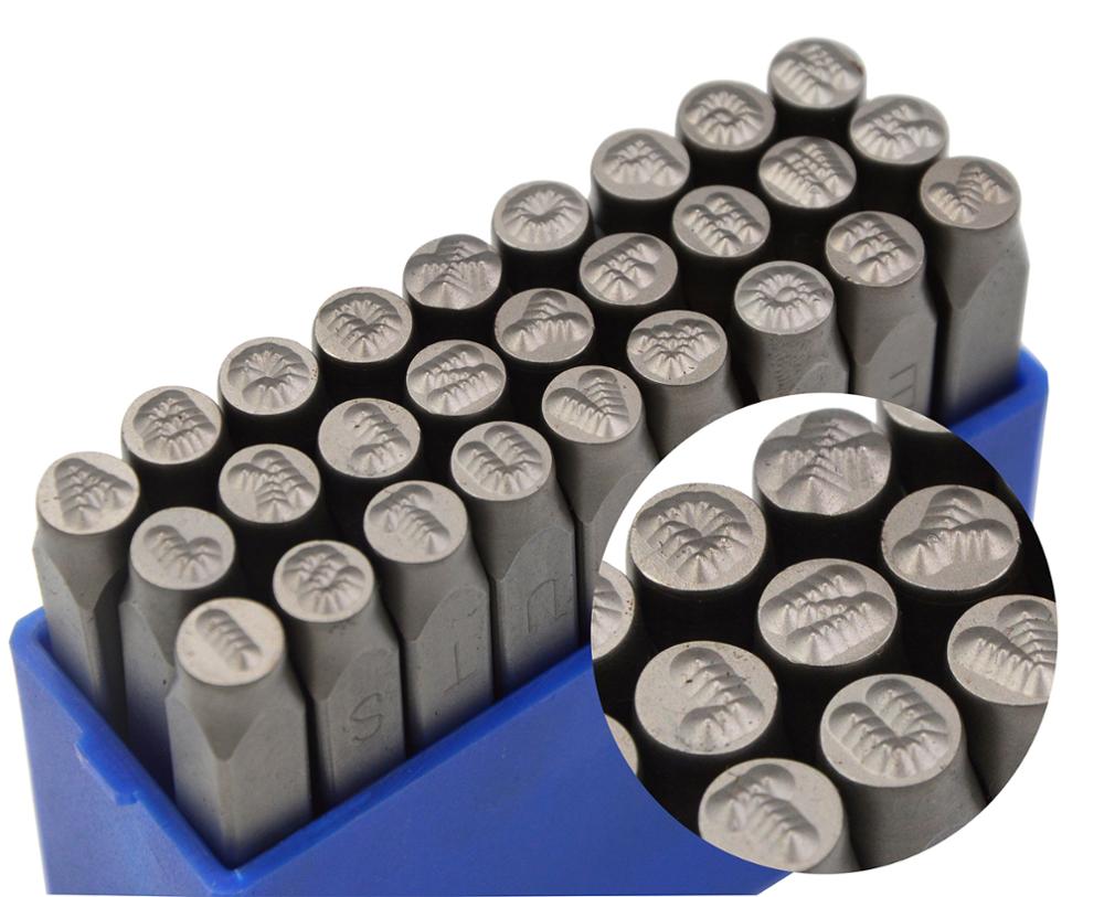 3/16 " (5mm)  høy hardhet karbonstål store prikkbokstaver alfabetskrift metall håndstempel stansesett for formkodetag