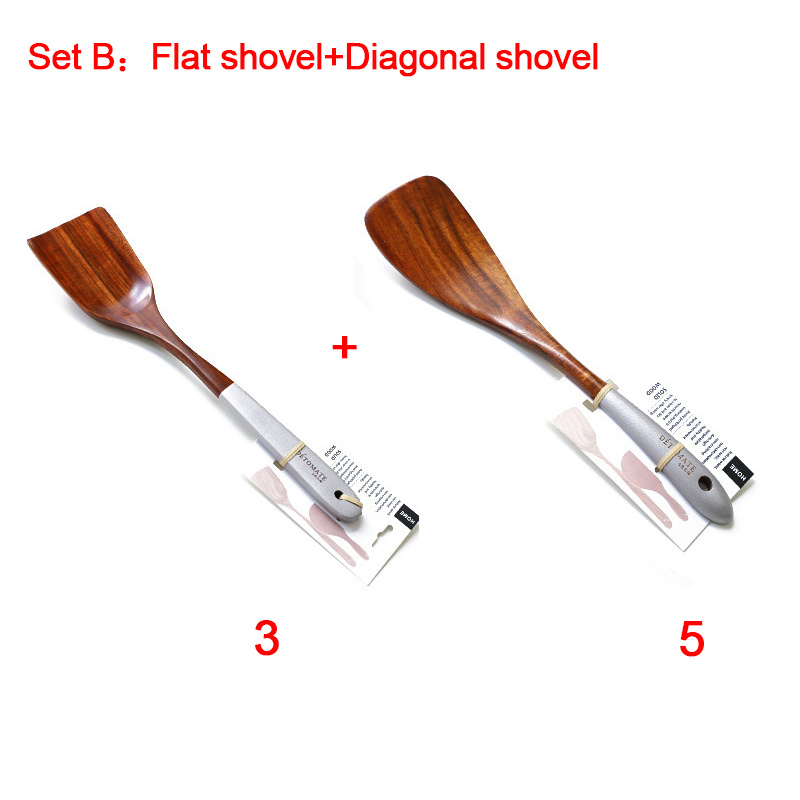 Houten Kookpotten Set Rijstsoep Opscheplepel Massief Houten Keukengerei Accessoires Kookgerei Set Non Stick Handvat Schop: MULTI