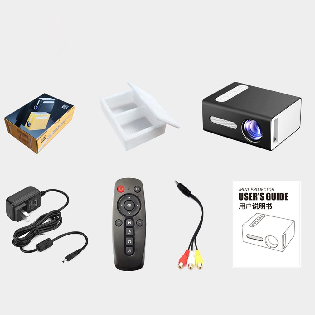 Zwart T300 Draagbare Projector High Definition Efficiënte Led Projector Multi Interface Video Home Theater Projector