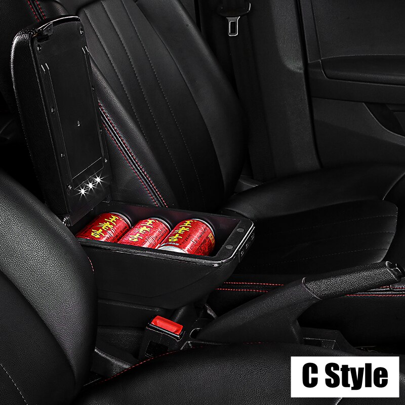 Center Centre Console Storage Box For Nissan VERSA Sedan Latio Sunny Double layer Rotatable Armrest Box