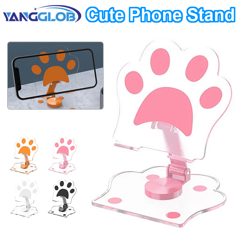 Cute Phone Stand Height Adjustable Phone Desktop Mount Acrylic Cat Claw Durable Stand For Recording Video Charger Compatible