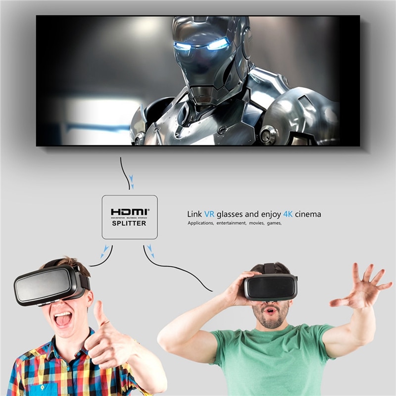 -Full HD 4K HDMI Splitter Converter 1 In 2 Out Switcher Box Hub 3D 1080P for 360 PS3/4/5