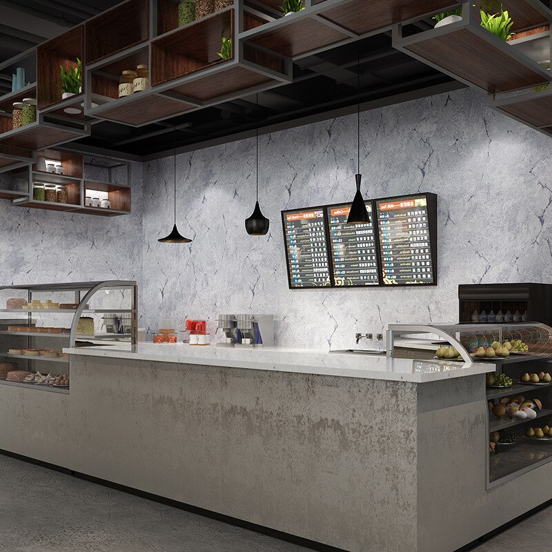 Retro Industrial Style Plain Solid Color Wallpaper Clothing Store Internet Cafe Restaurant Retro Cement Gray Crack PVC Wallpaper