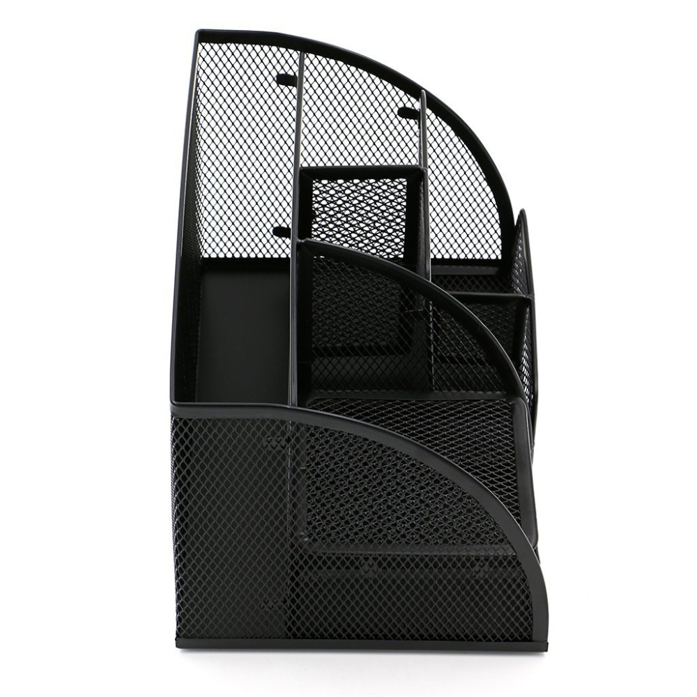 Mesh Office Desk Organizer with 6 Compartments + Drawer | The Mesh Collection, Black