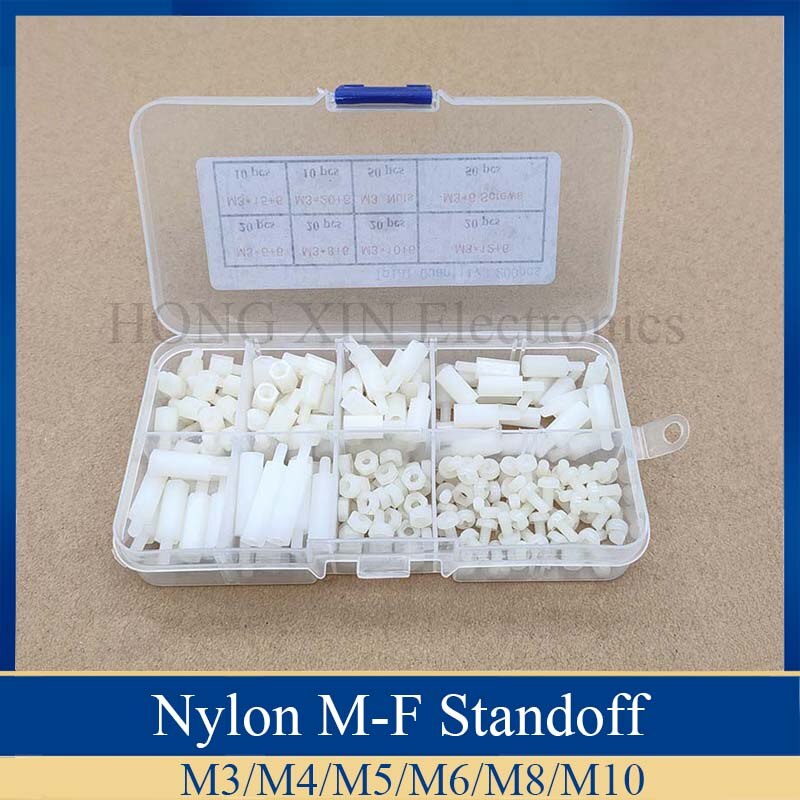200 Stks/set M3 Wit Hex Nylon Standoff Spacer Kolom Nylon Plastic Afstand Schroeven Moeren