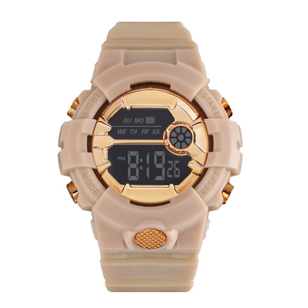 Unisex Multifunctionele Horloge Mode Waterdichte Jongen Meisje Lcd Digitale Stopwatch Datum Rubber Sport Polshorloge Luxe Klok #04: Coffee